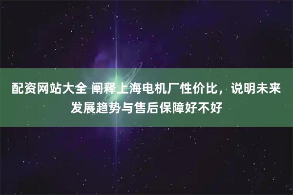 配资网站大全 阐释上海电机厂性价比，说明未来发展趋势与售后保障好不好